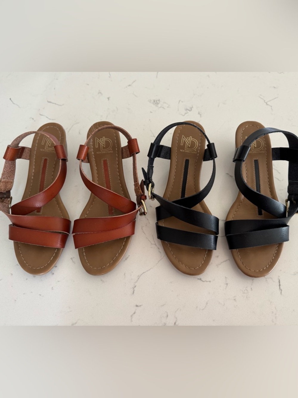Super cute strappy wedge sandals, size 6 brown available